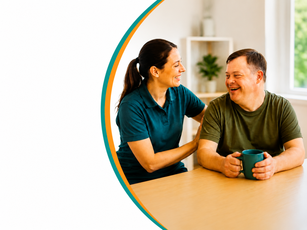 Support worker spending time with a client